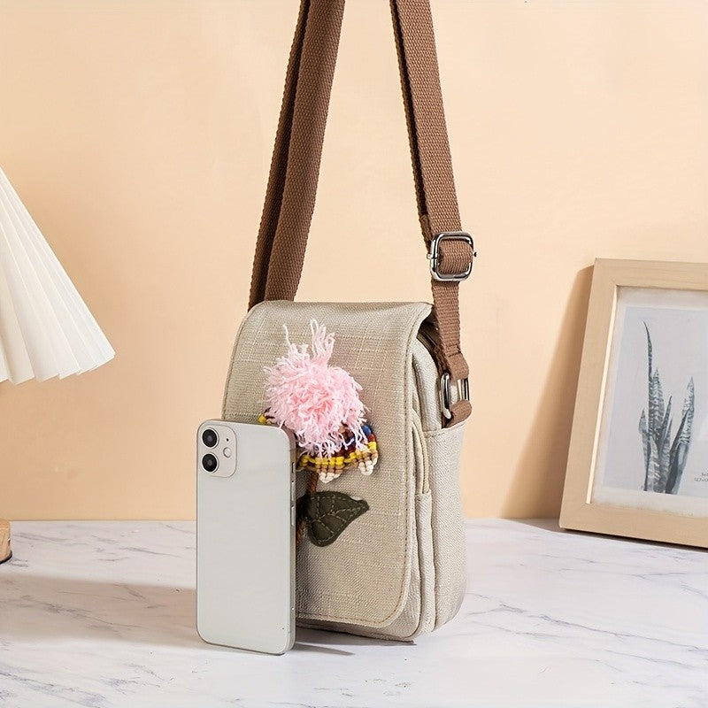 Floral Applique Crossbody Bag