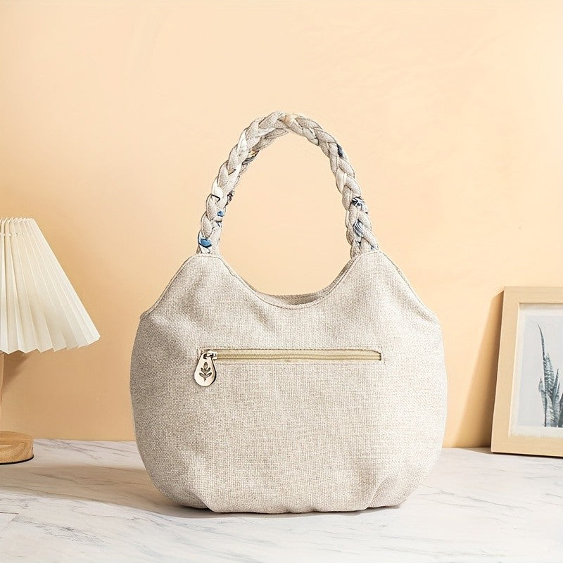 Floral Woven Handle Tote
