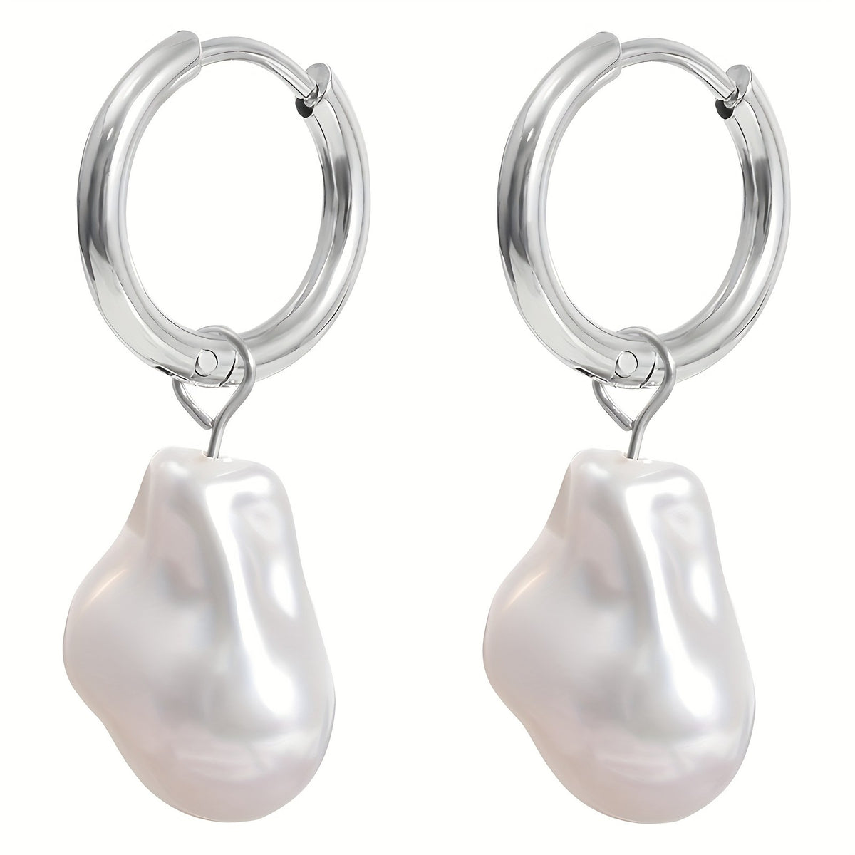 Baroque Pearl Huggie Earrings