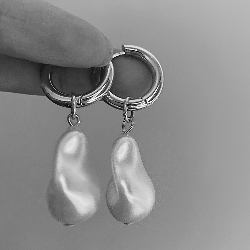 Baroque Pearl Huggie Earrings