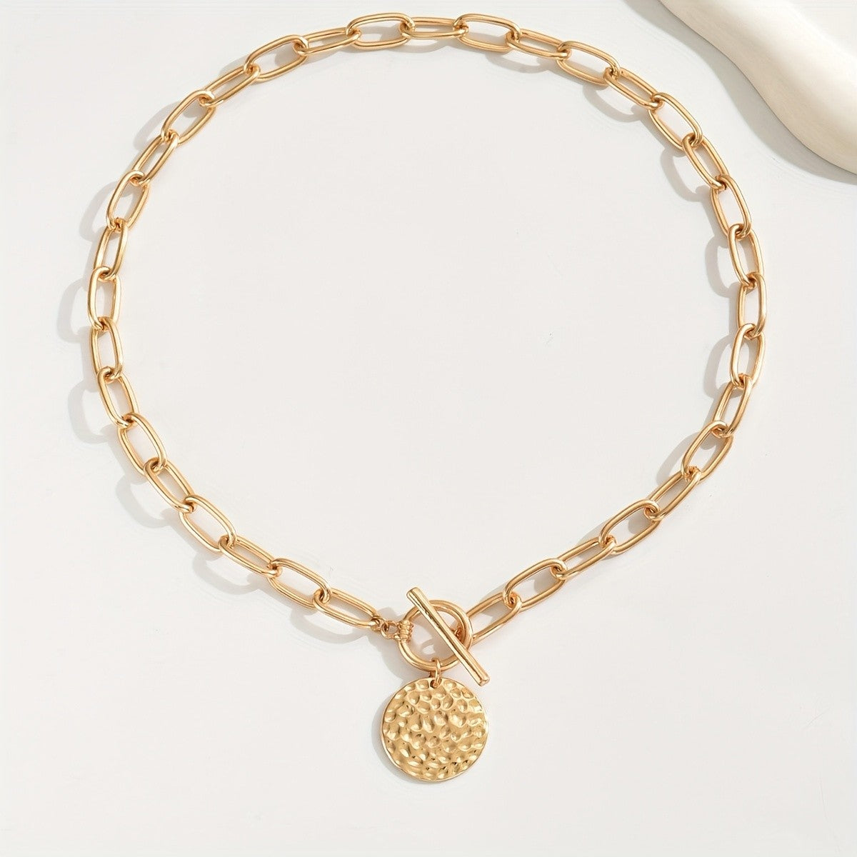 Textured Coin Toggle Necklace
