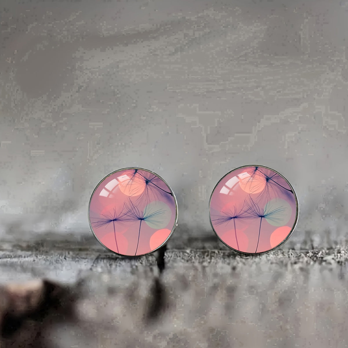 Dandelion Glass Stud Earrings