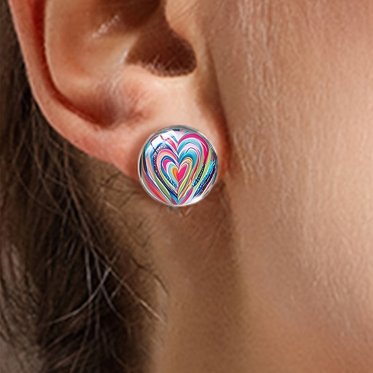 Colorful Swirl Heart Earrings