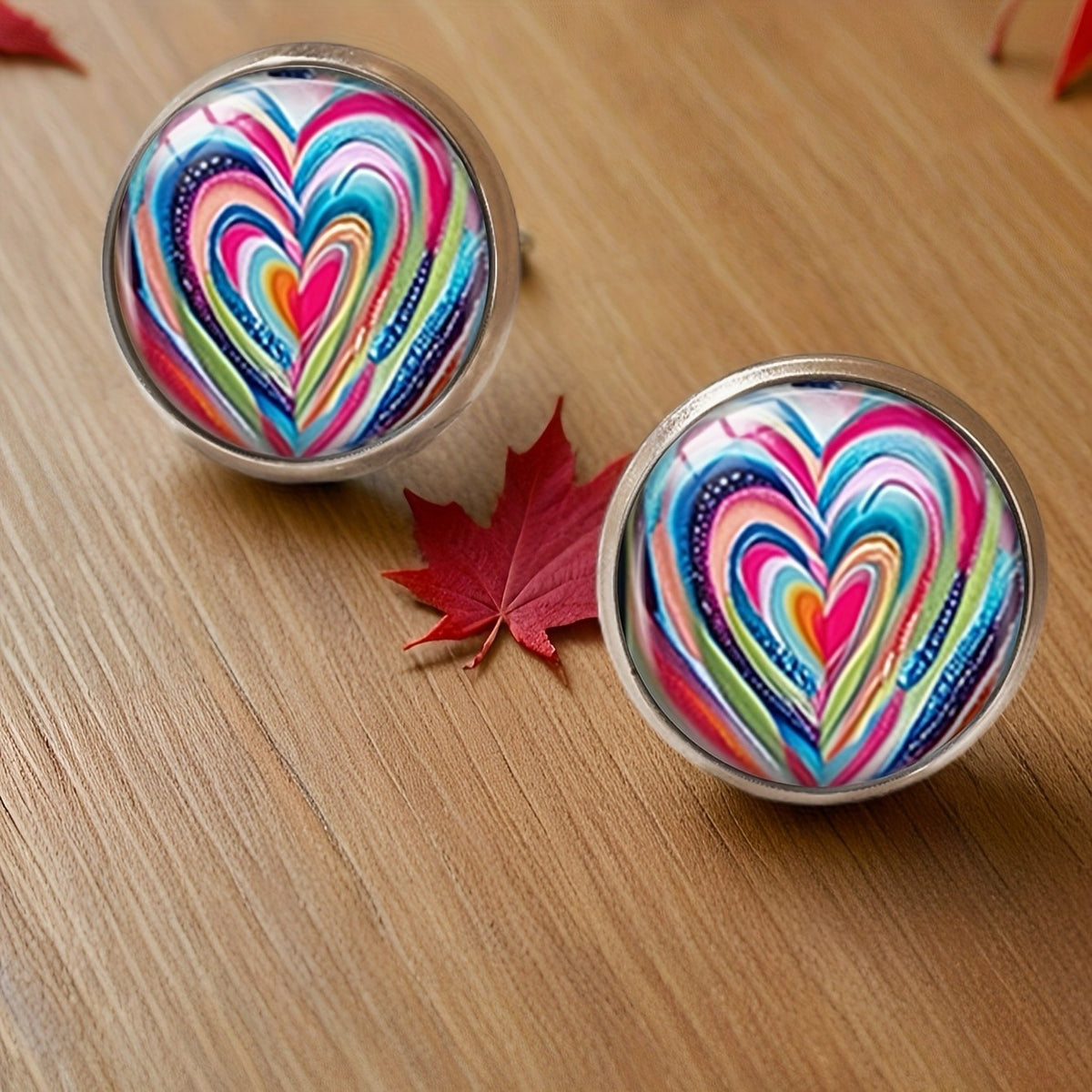 Colorful Swirl Heart Earrings