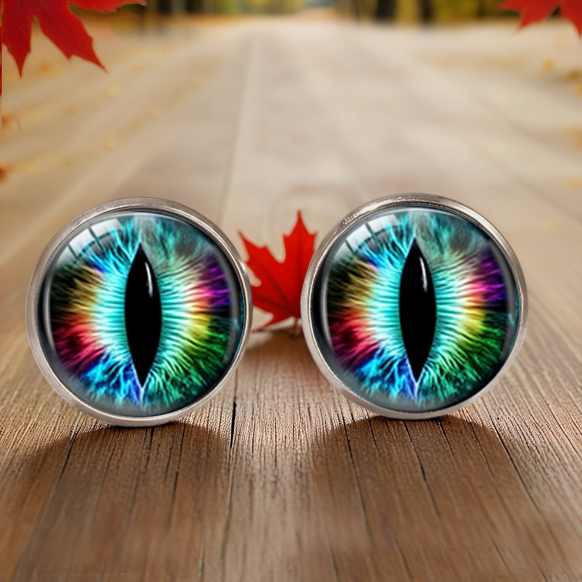 Colorful Cat Eye Stud Earrings