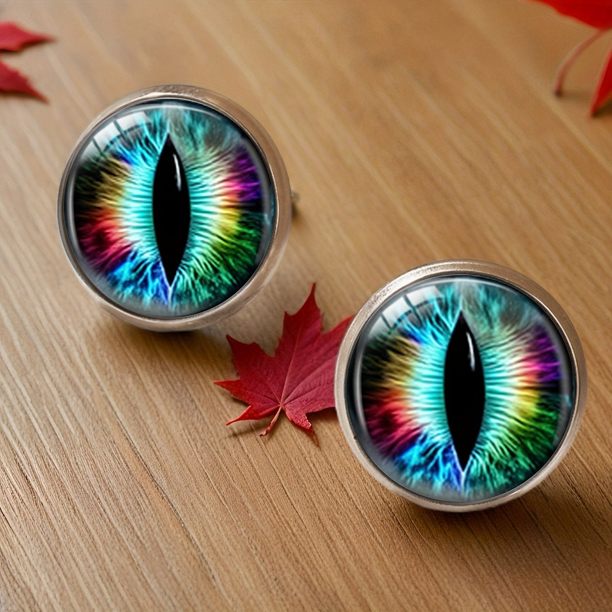 Colorful Cat Eye Stud Earrings