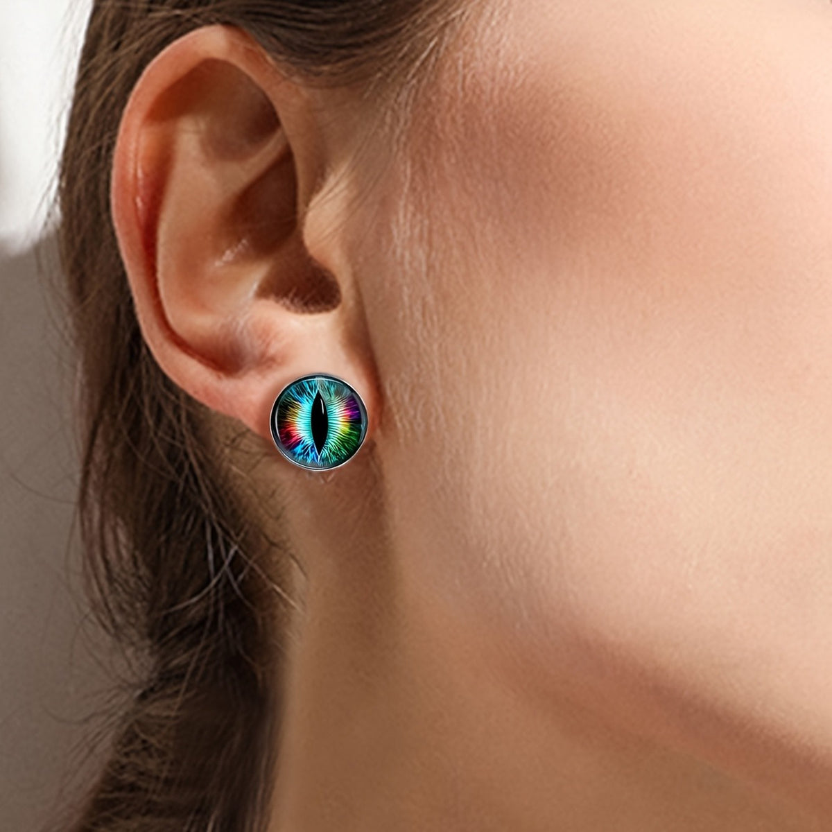 Colorful Cat Eye Stud Earrings