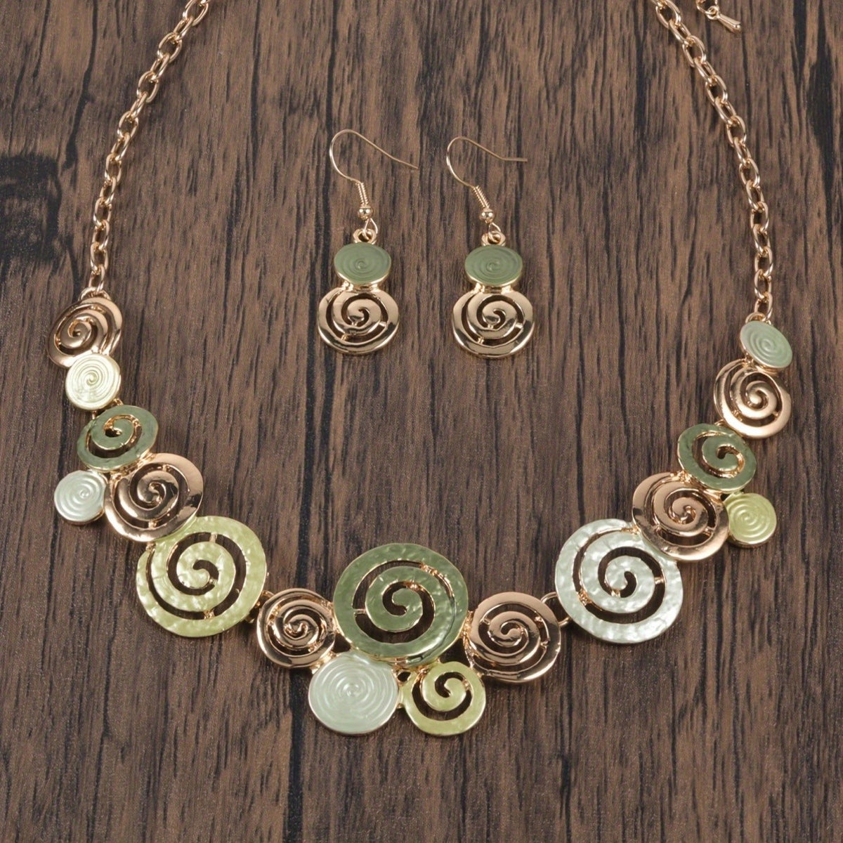 Abstract Spiral Necklace & Earring Set