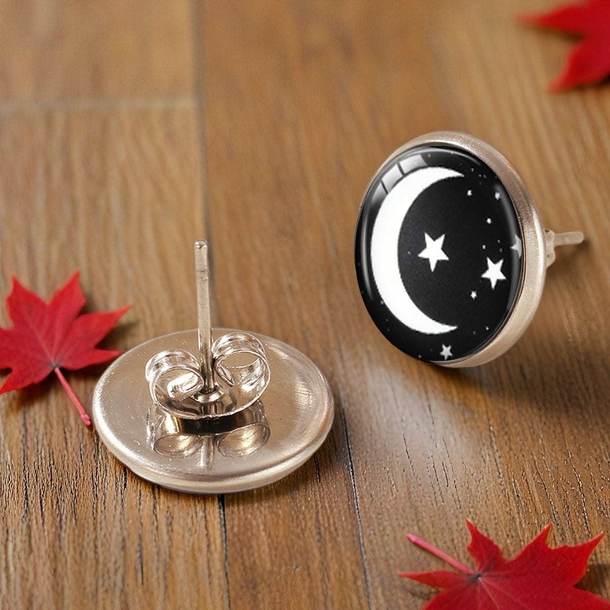 Crescent Moon Stud Earrings