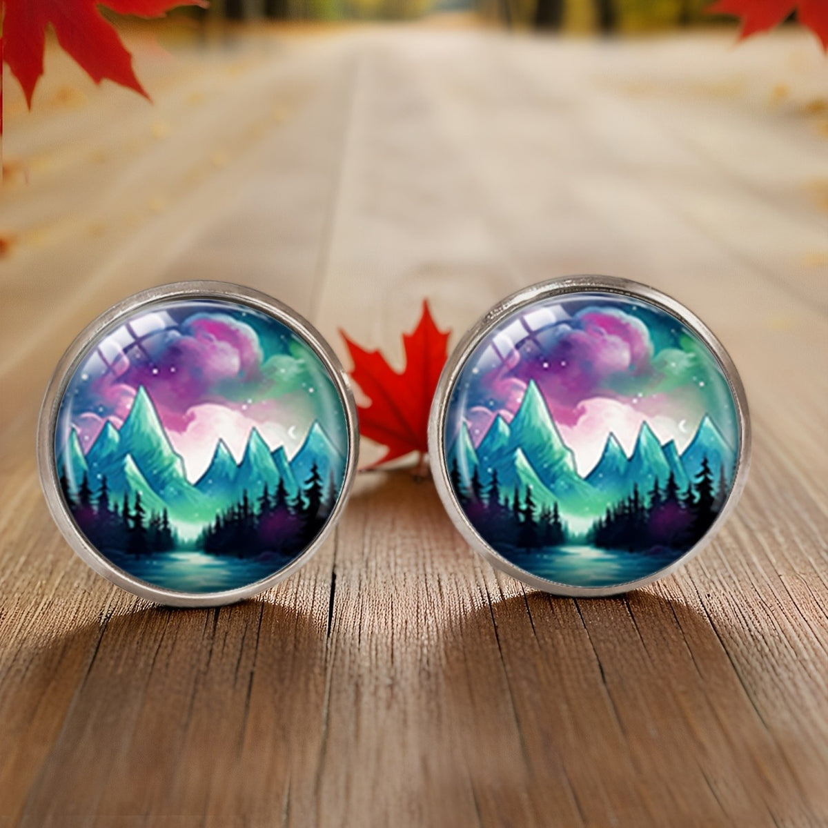 Mountain Landscape Stud Earrings
