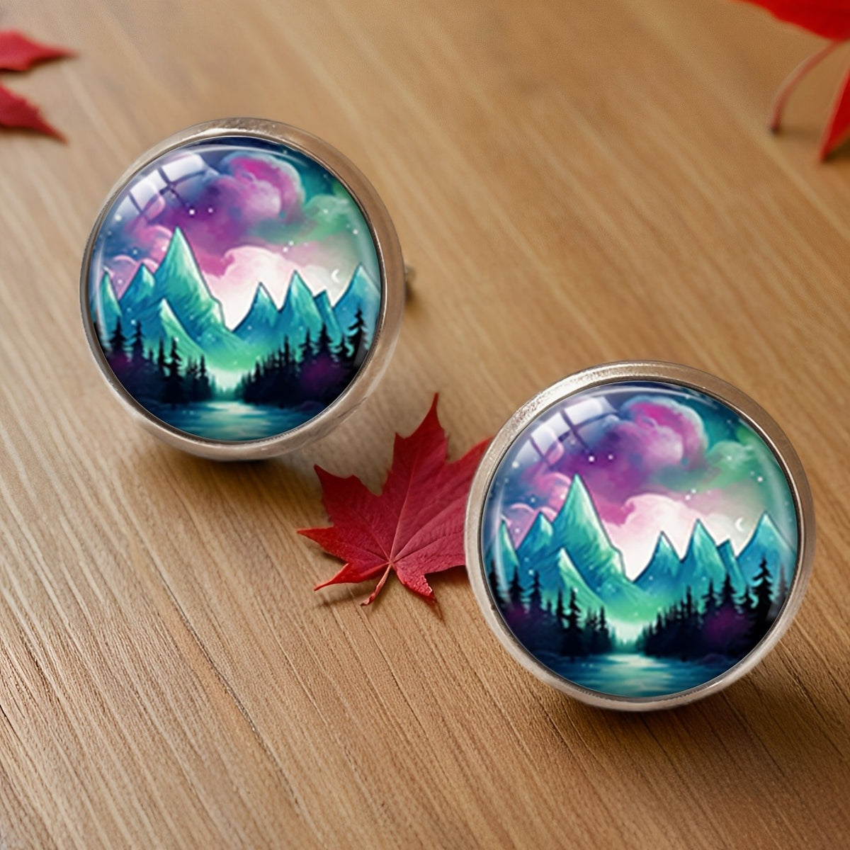 Mountain Landscape Stud Earrings