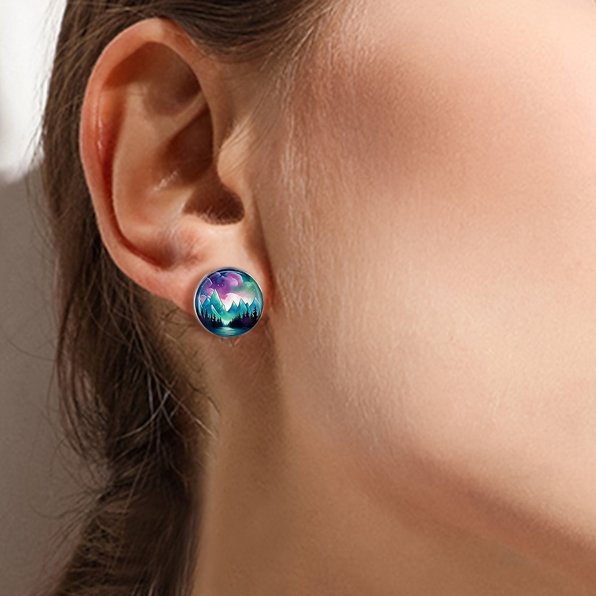 Mountain Landscape Stud Earrings