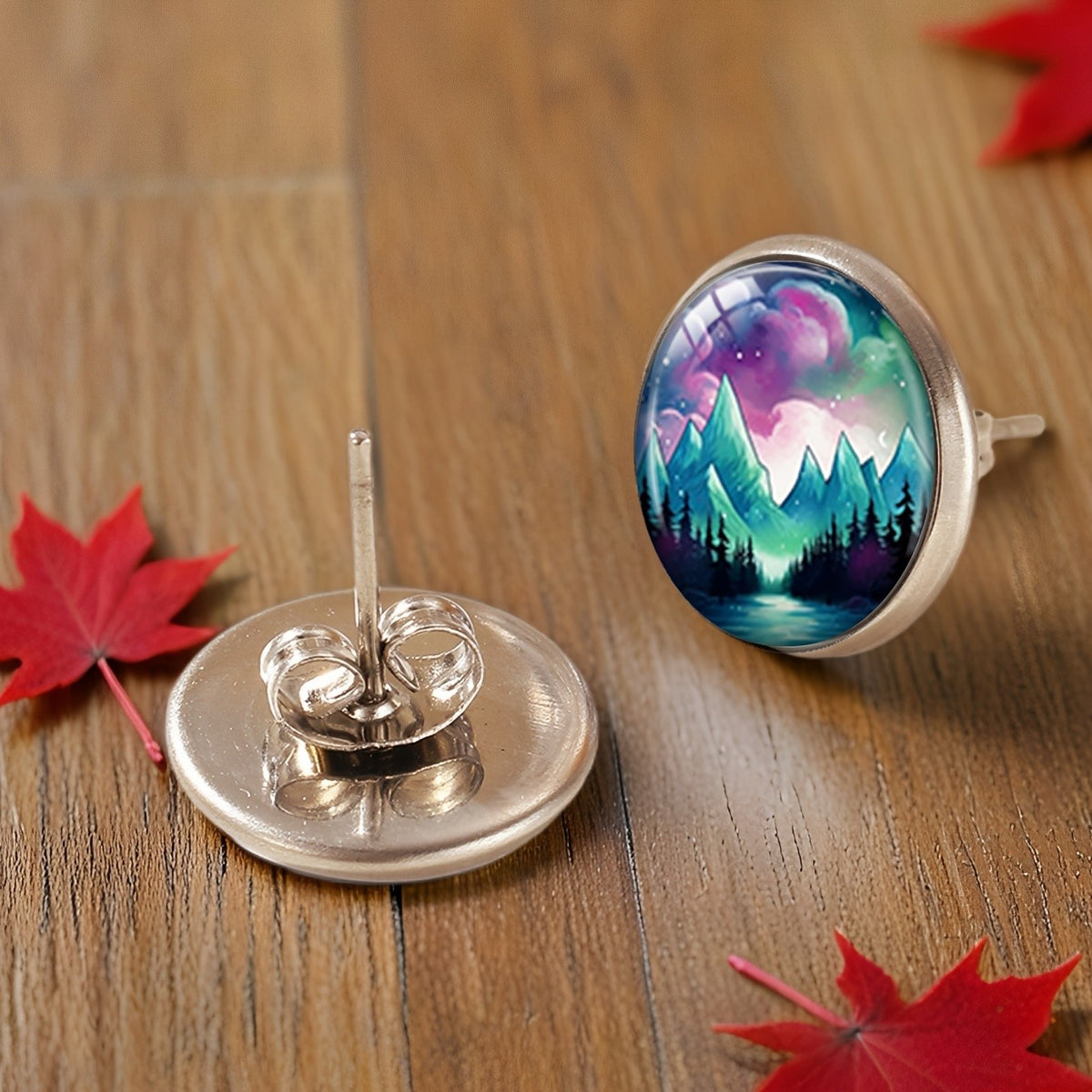 Mountain Landscape Stud Earrings