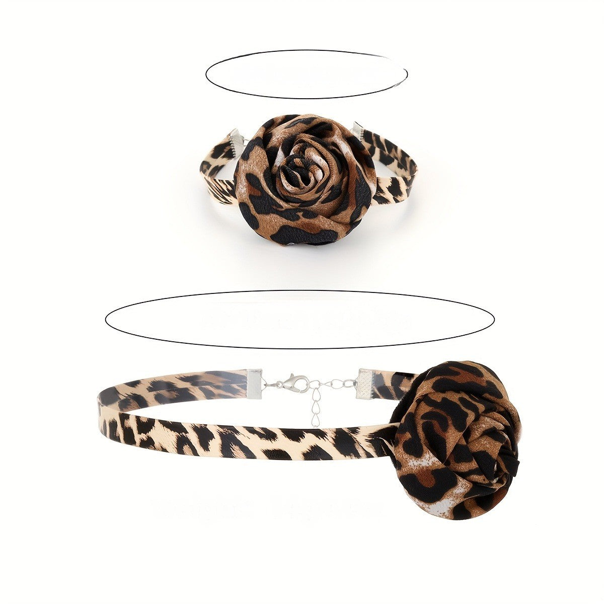 Leopard Print Flower Choker & Bracelet Set