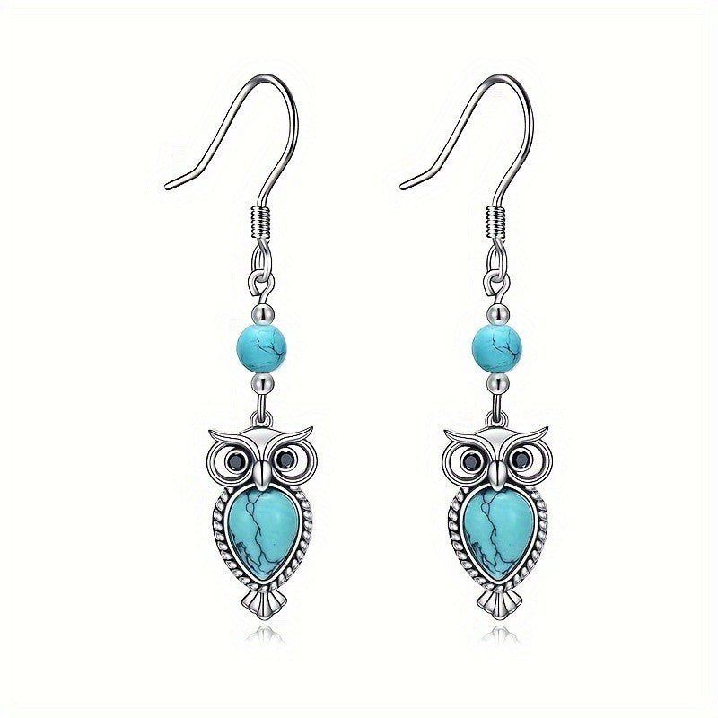 Turquoise Owl Drop Earrings