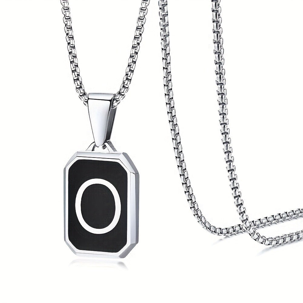 Black Octagon Initial Necklace
