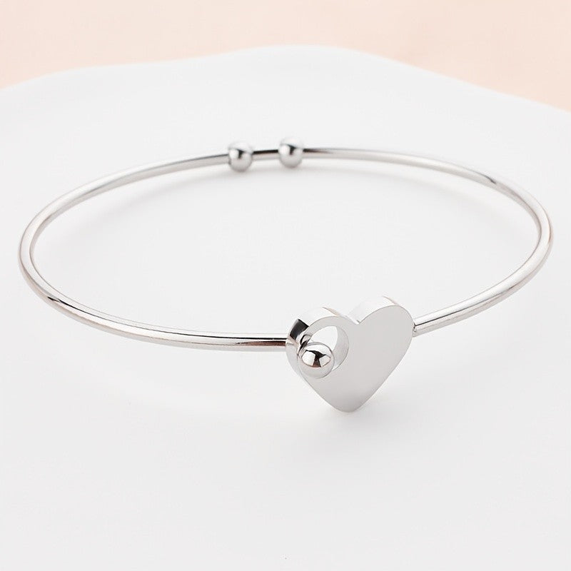Heart Clasp Bangle Bracelet