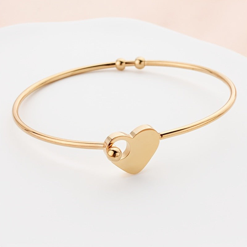 Heart Clasp Bangle Bracelet