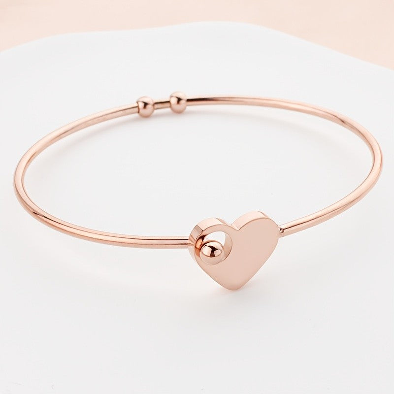 Heart Clasp Bangle Bracelet