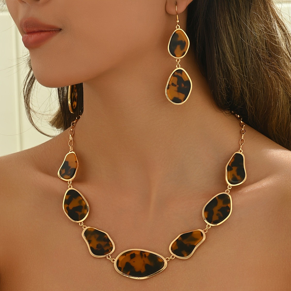 Multicolor Resin Necklace & Earring Set
