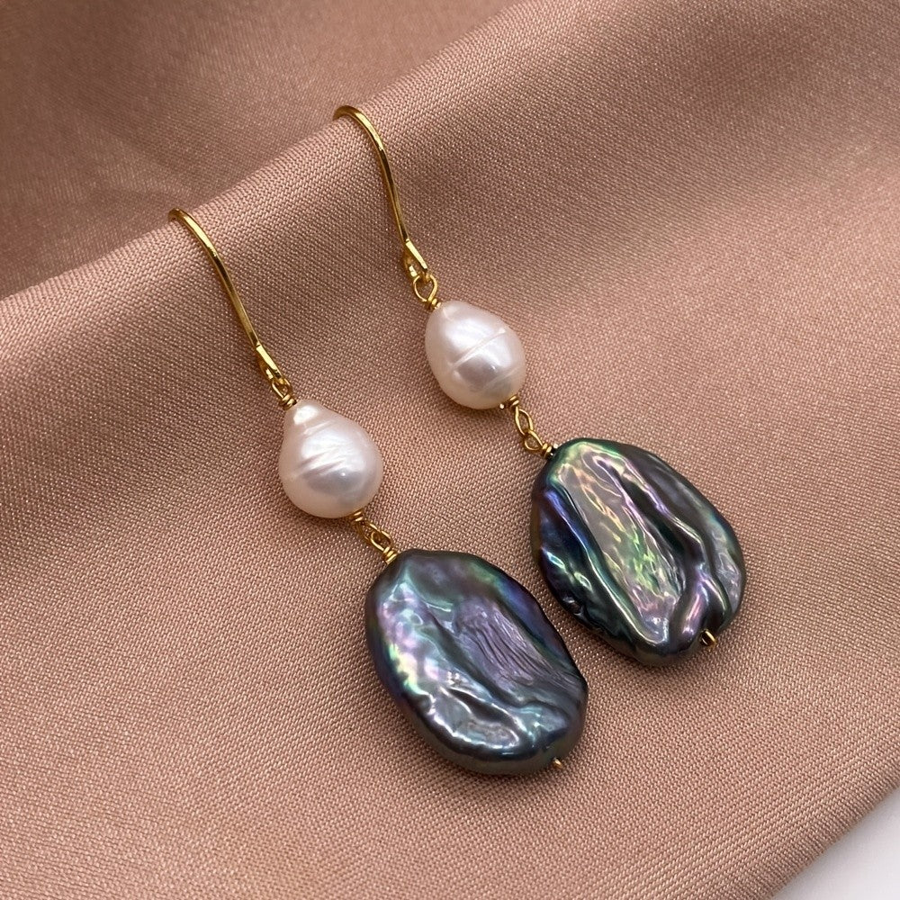 Teardrop & Baroque Pearl Drop Earrings