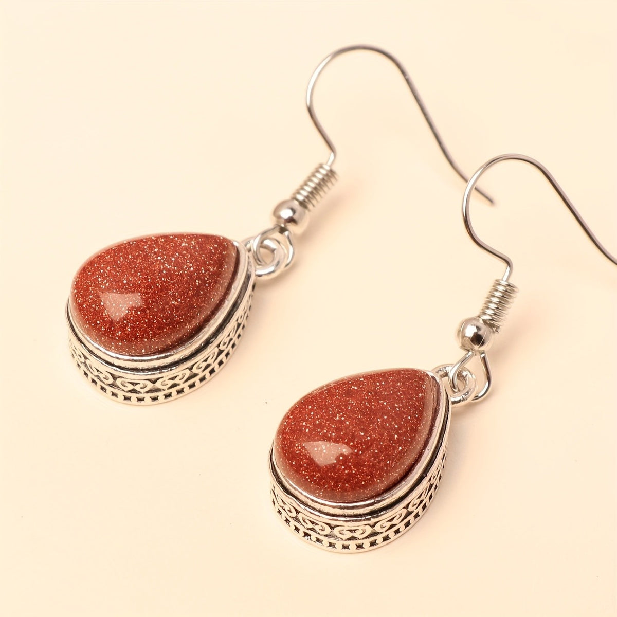 Cinnabar Teardrop Scroll Earrings