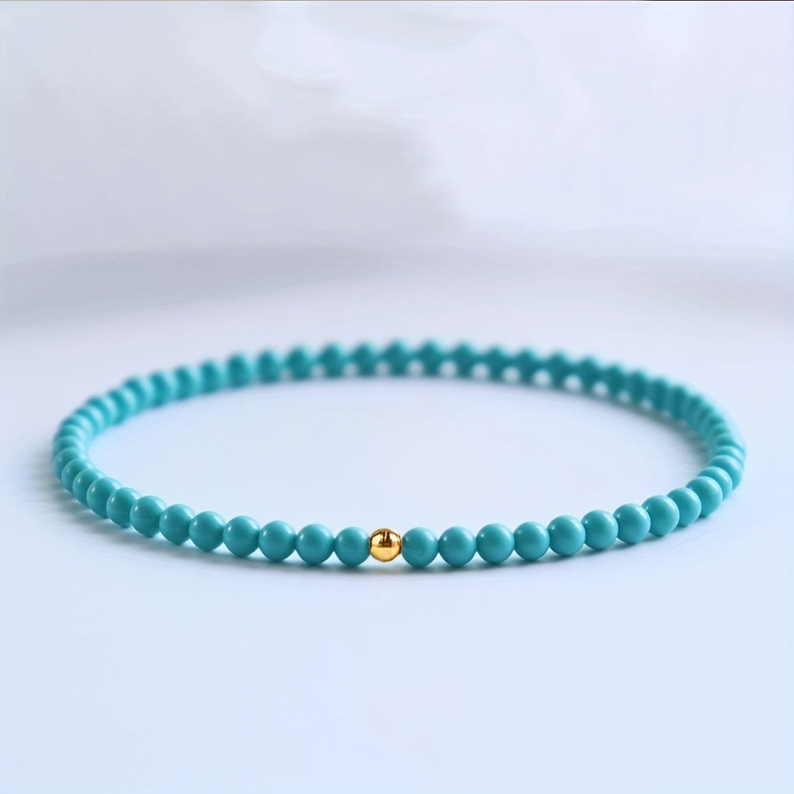 Turquoise Bead & Gold Accent Bracelet