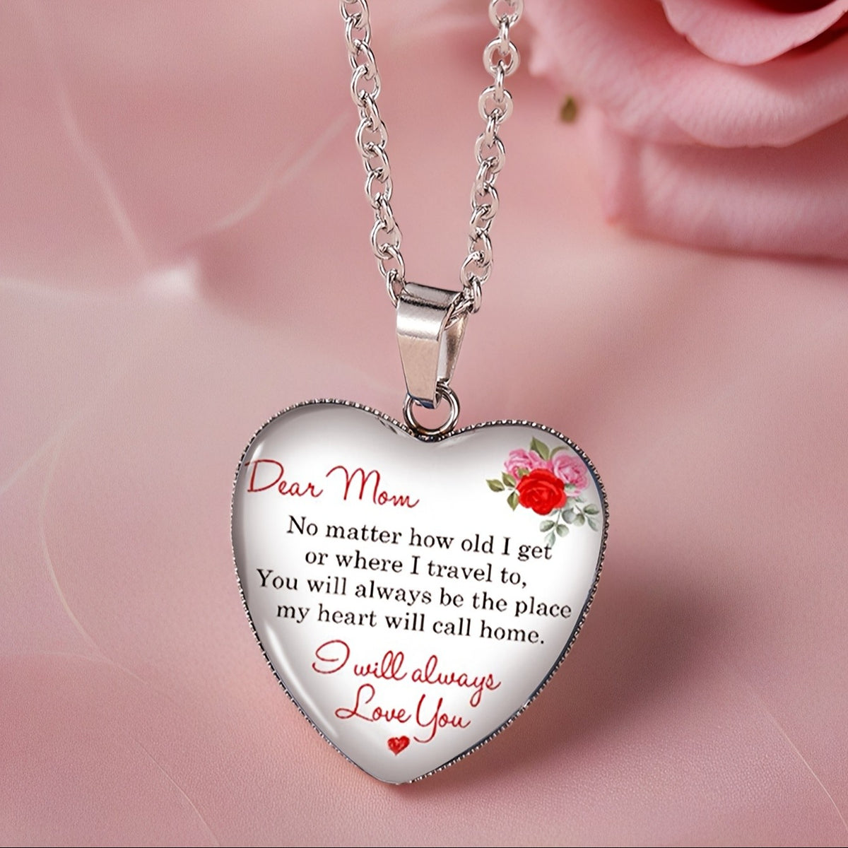 Rose Heart Message Necklace