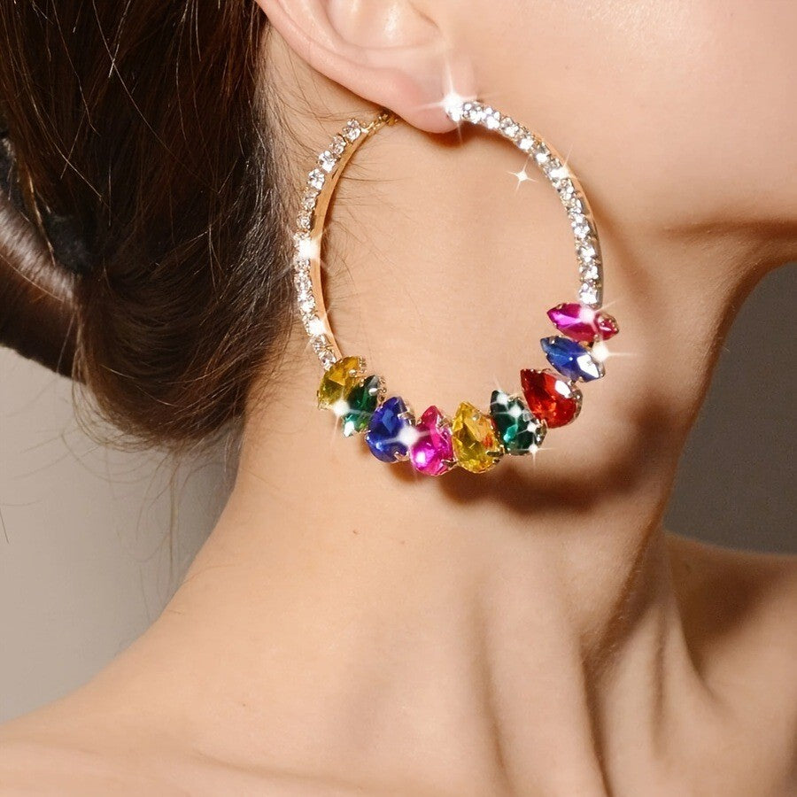 Multicolor Crystal Hoop Earrings