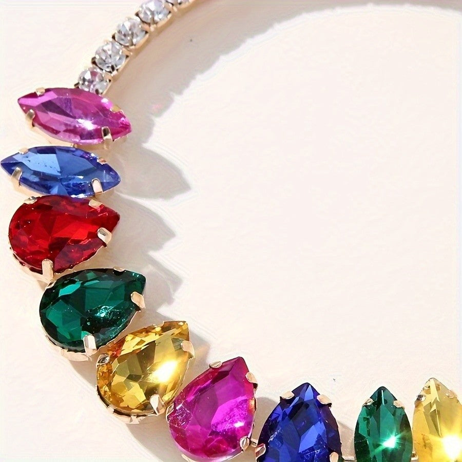 Multicolor Crystal Hoop Earrings