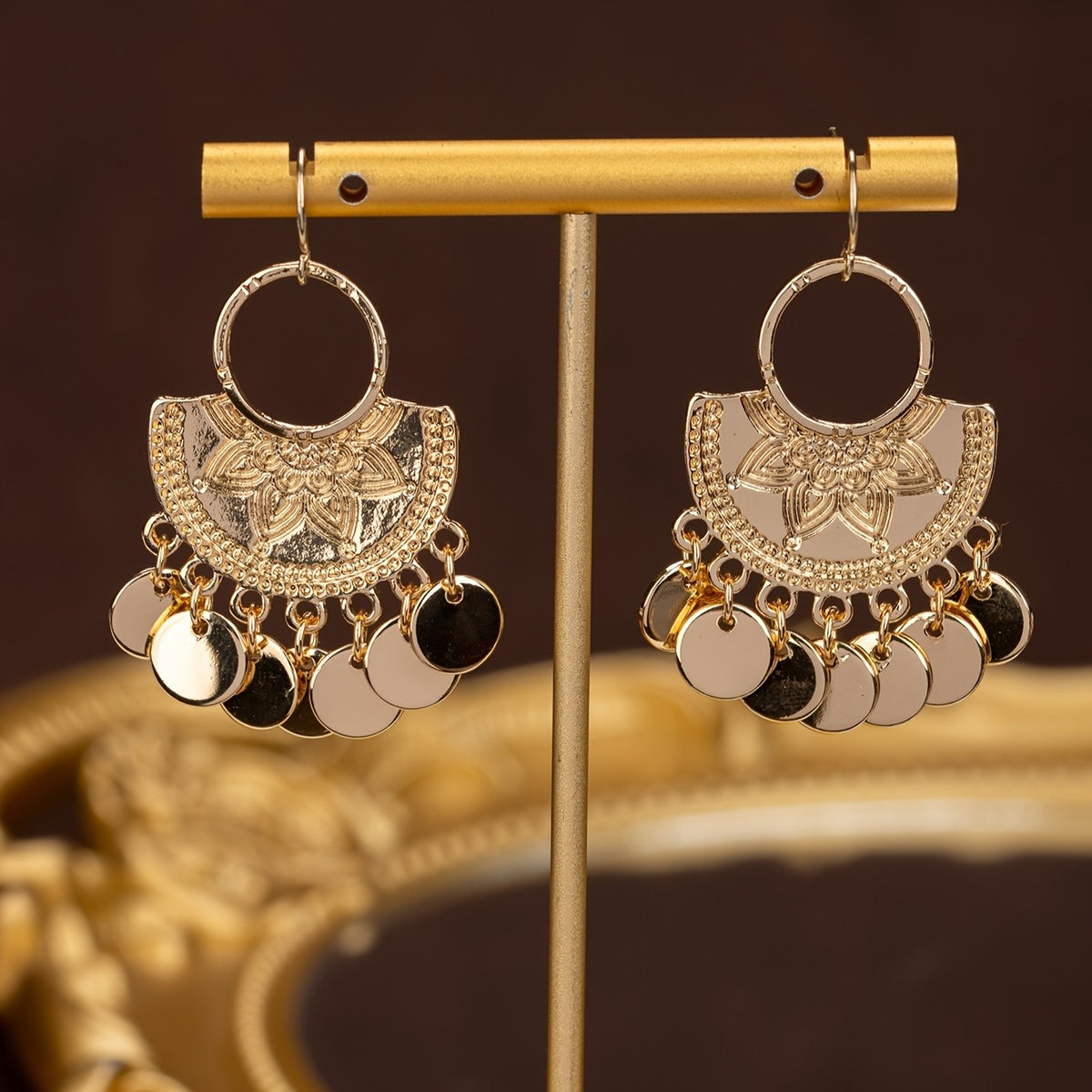 Floral Coin Dangle Earrings
