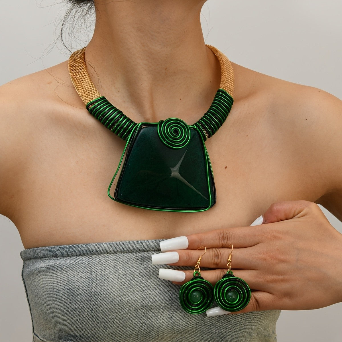 Geometric Spiral Acrylic Necklace