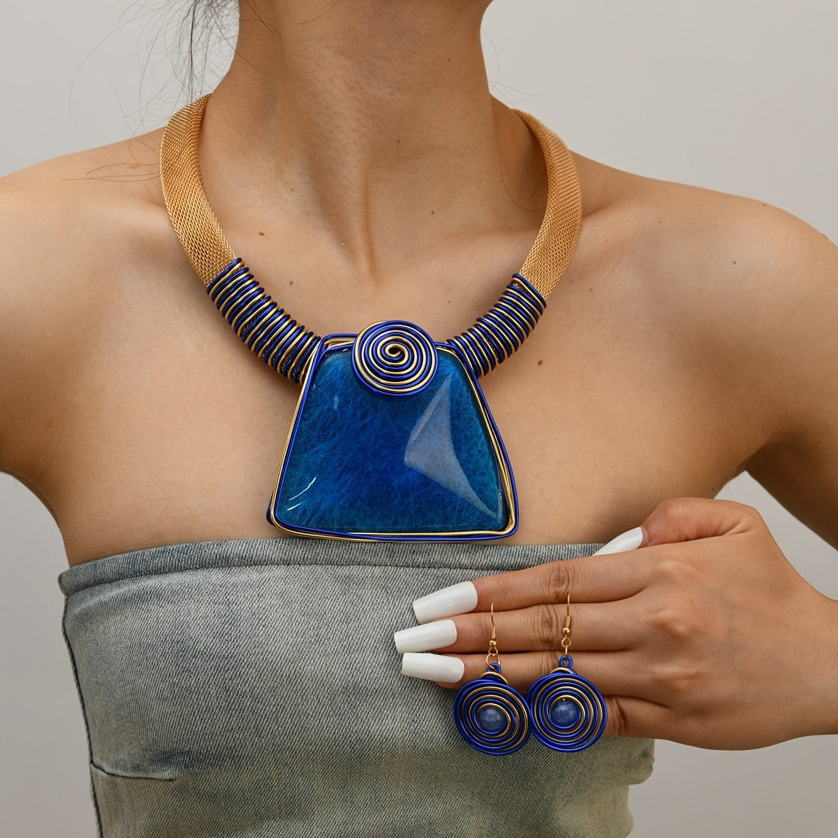 Geometric Spiral Acrylic Necklace