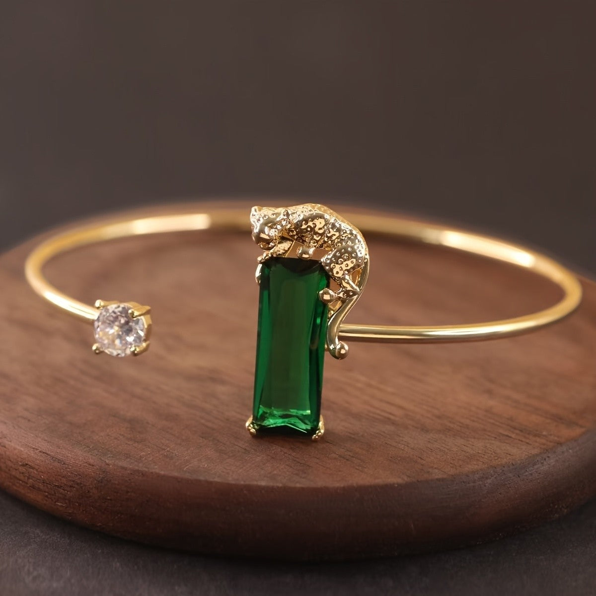 Leopard Emerald Cuff Bracelet