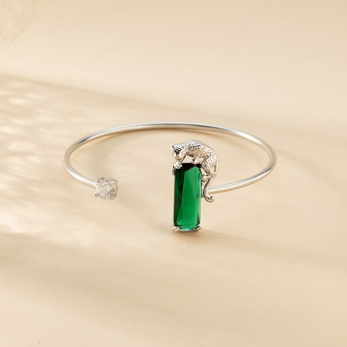 Leopard Emerald Cuff Bracelet