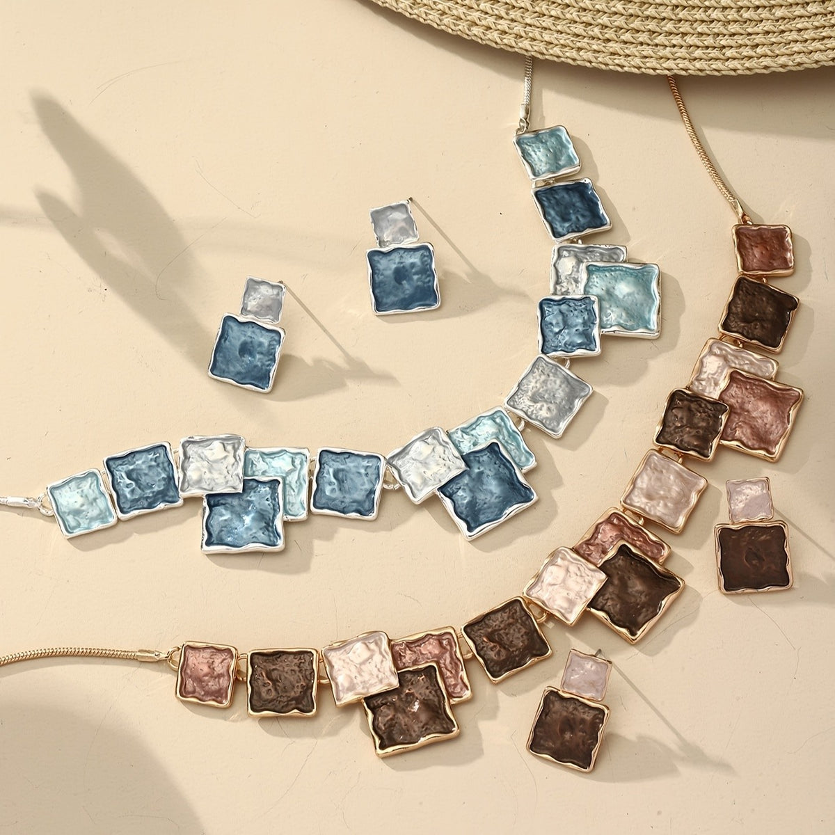 Enamel Square Jewelry Set