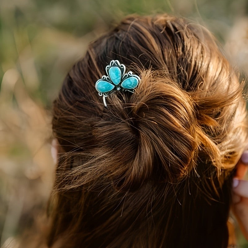 Turquoise Floral Hairpin