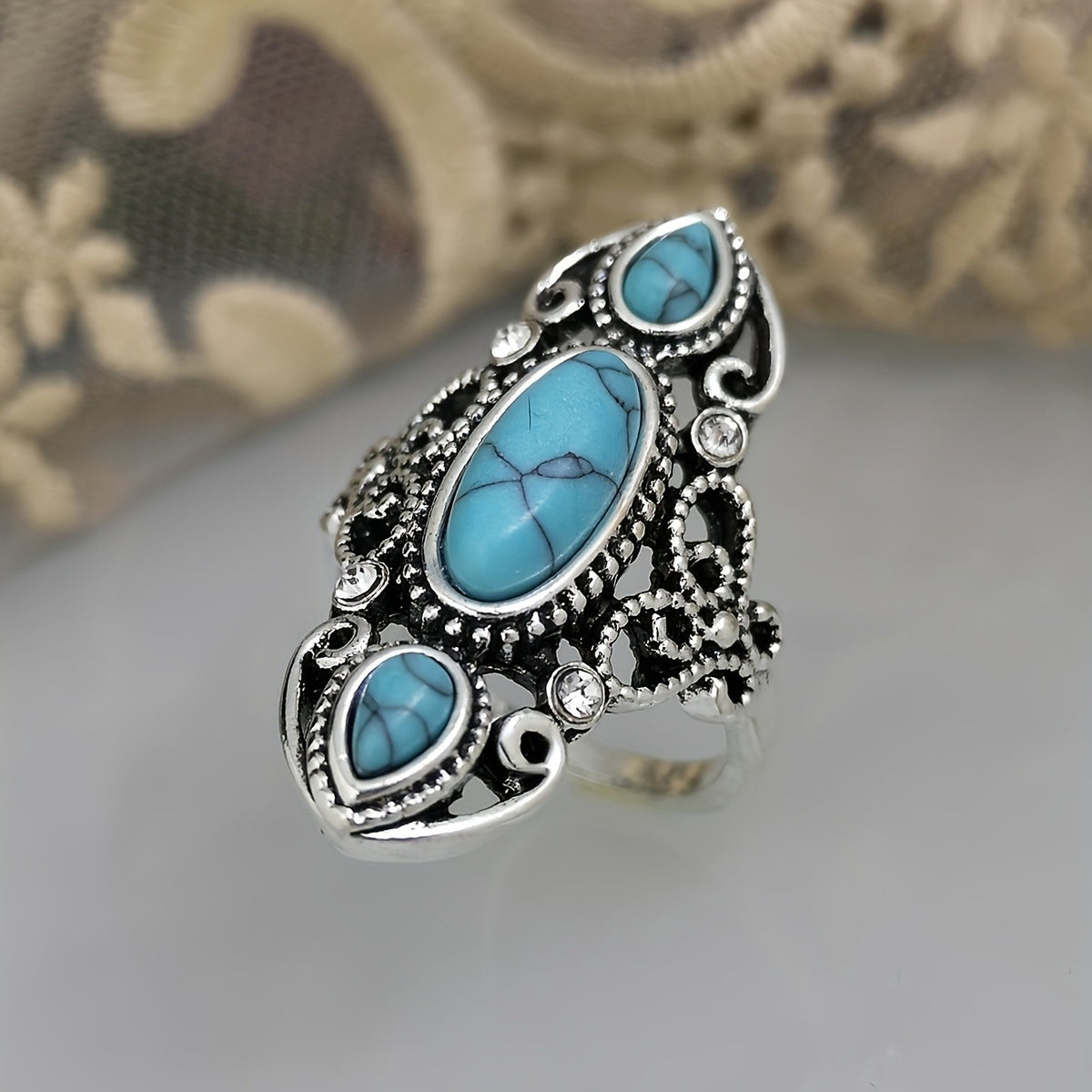 Turquoise Multi-Stone Filigree Ring
