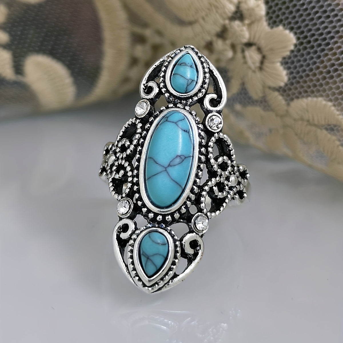 Turquoise Multi-Stone Filigree Ring