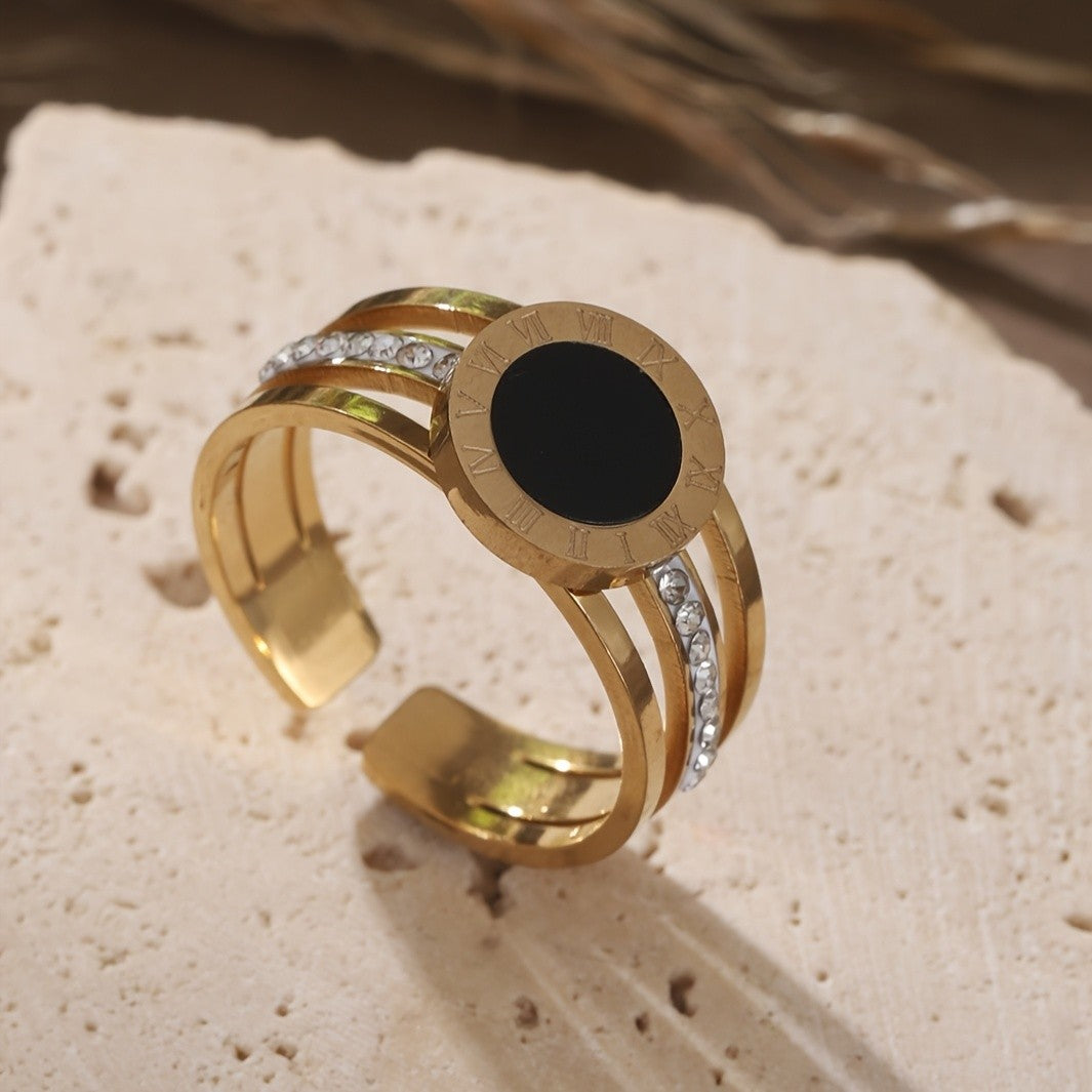 Black Roman Numeral Statement Ring