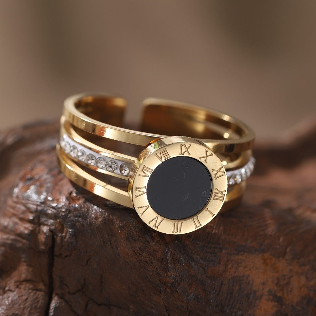 Black Roman Numeral Statement Ring
