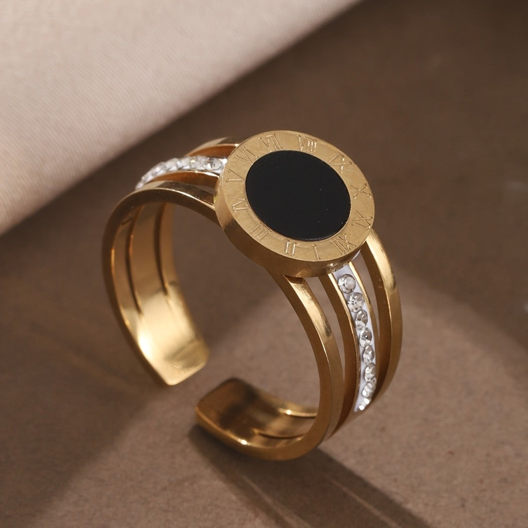 Black Roman Numeral Statement Ring