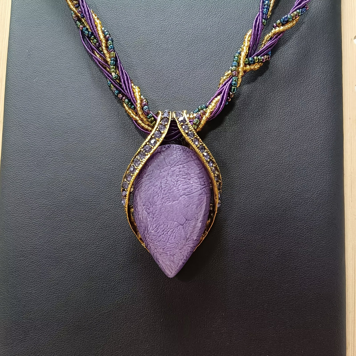Purple Teardrop Beaded Necklace