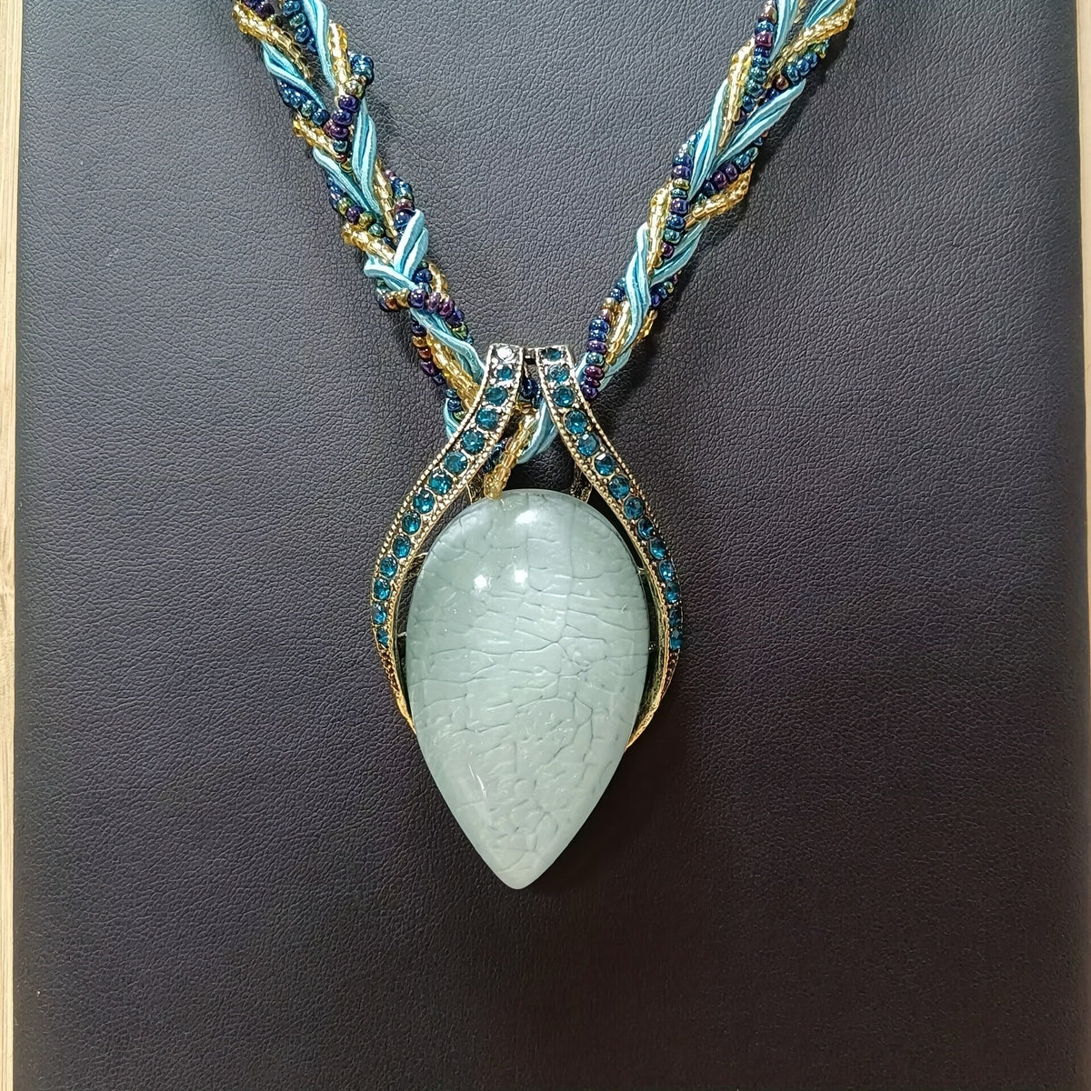 Purple Teardrop Beaded Necklace