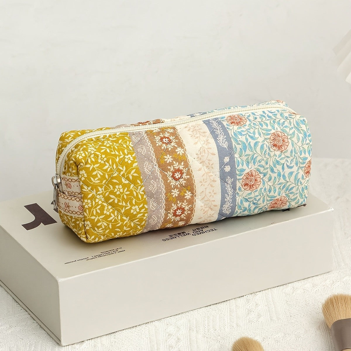 Patchwork Floral Quilted Cosmetic Bag
