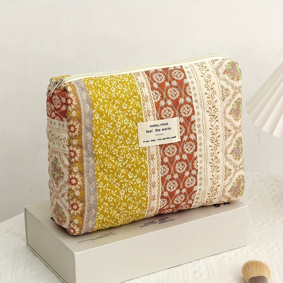 Patchwork Floral Quilted Cosmetic Bag