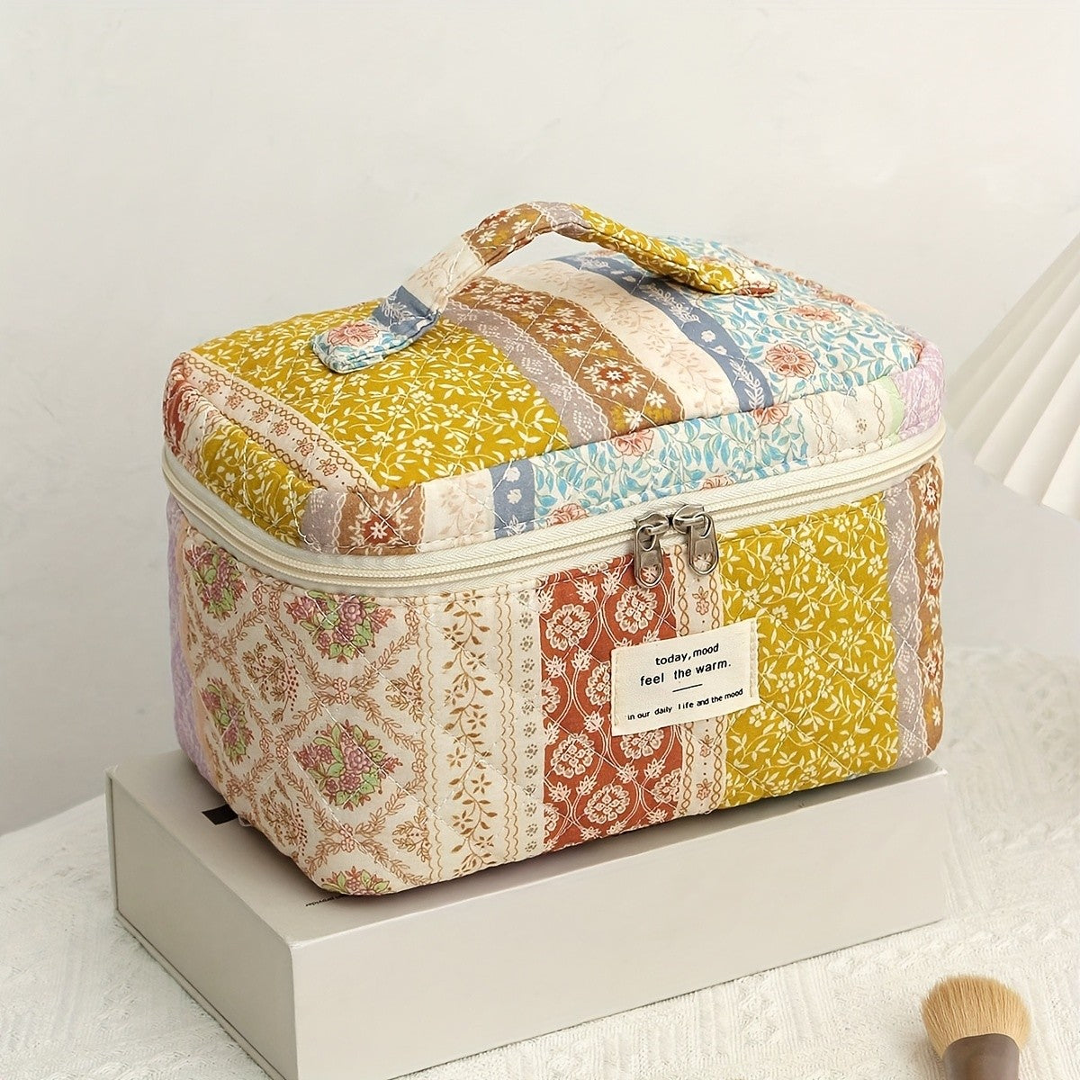 Patchwork Floral Quilted Cosmetic Bag