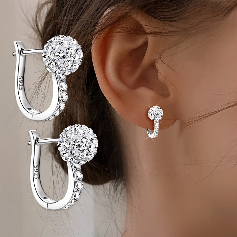 Pave Crystal Ball Hoop Earrings