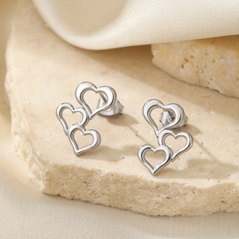 Nested Hollow Heart Stud Earrings