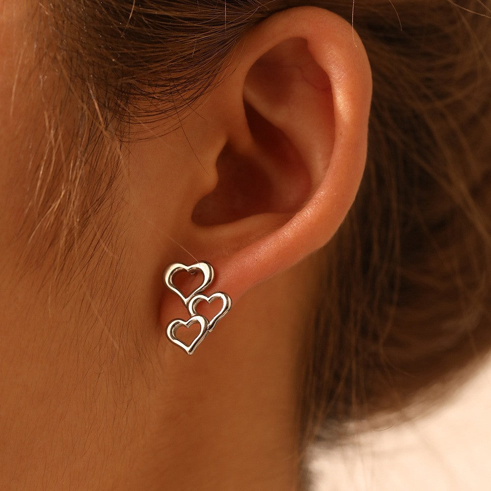 Nested Hollow Heart Stud Earrings